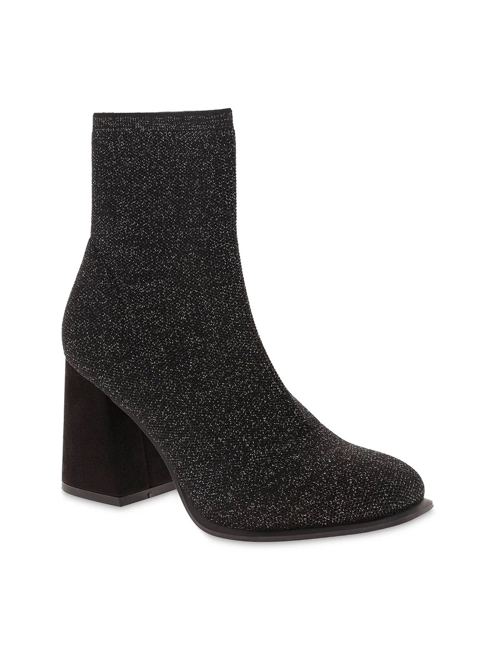 Mia Piana Black Silver Sparkle Block Heel Boot Size 6 Brand New in Box MSRP $70